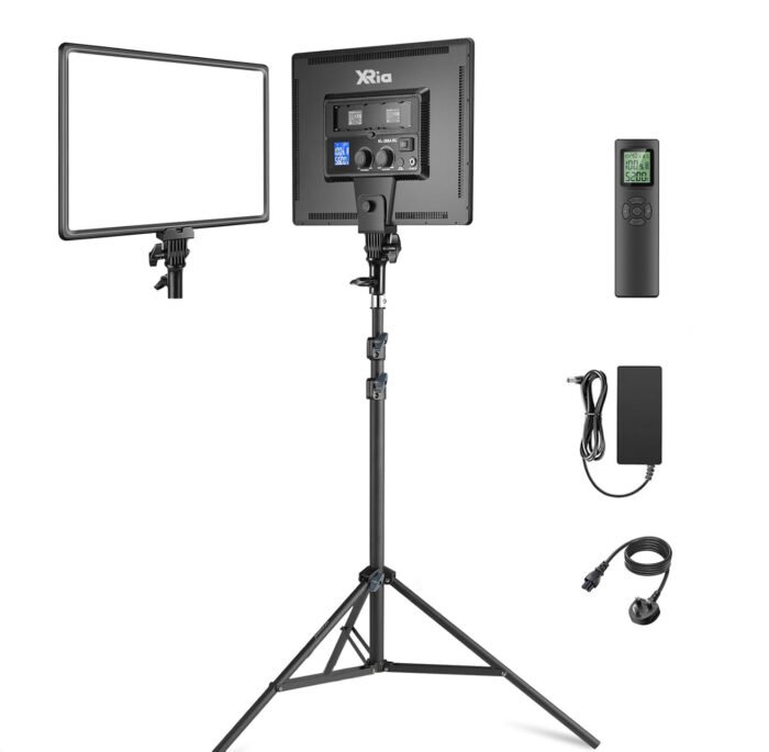 Xria SL-288ARC Bi-color Ultra-thin Soft Panel LED Light 3200k-5600k Color Temperature With LCD Display and Remote Controller (1-Light with Stand) - Image 1